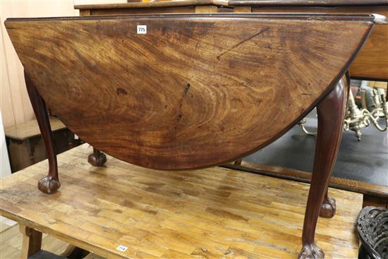 A mahogany pad foot drop leaf table, W.129cm